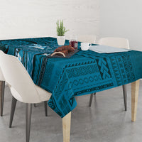 Samoa Tatau Marlin Tablecloth With Siapo Motifs Teal LT05 - Polynesian Pride
