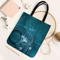 Samoa Tatau Marlin Tote Bag With Siapo Motifs Teal LT05 Black Strap One Size Teal - Polynesian Pride
