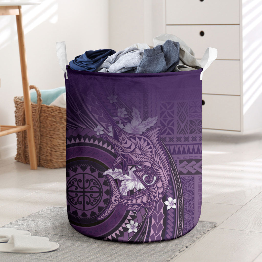 Samoa Tatau Marlin Laundry Basket With Siapo Motifs Violet LT05 Violet - Polynesian Pride