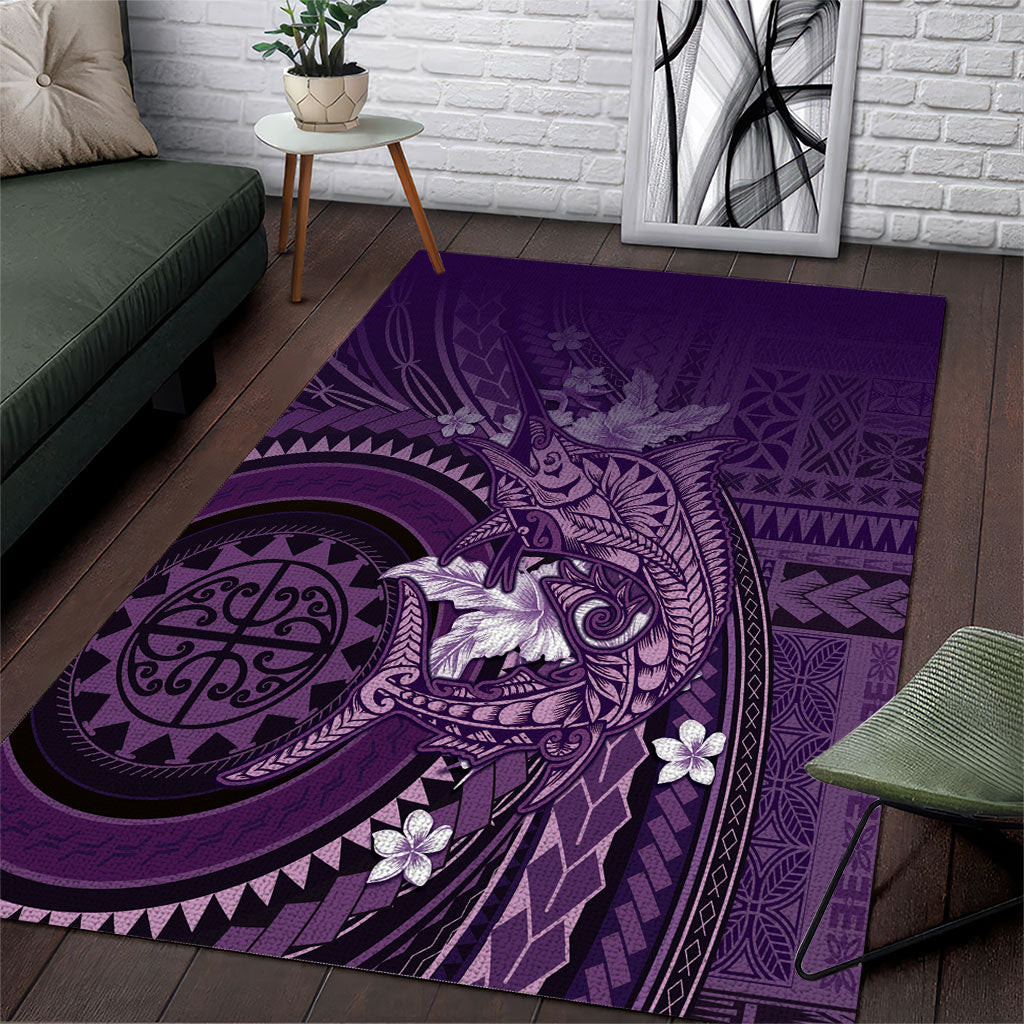 Samoa Tatau Marlin Area Rug With Siapo Motifs Violet LT05 Violet - Polynesian Pride