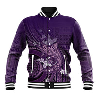 Samoa Tatau Marlin Baseball Jacket With Siapo Motifs Violet LT05 Unisex Violet - Polynesian Pride