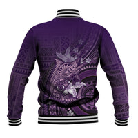 Samoa Tatau Marlin Baseball Jacket With Siapo Motifs Violet LT05 - Polynesian Pride