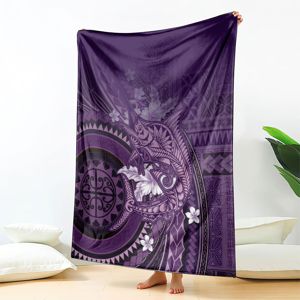 Samoa Tatau Marlin Blanket With Siapo Motifs Violet LT05 - Polynesian Pride