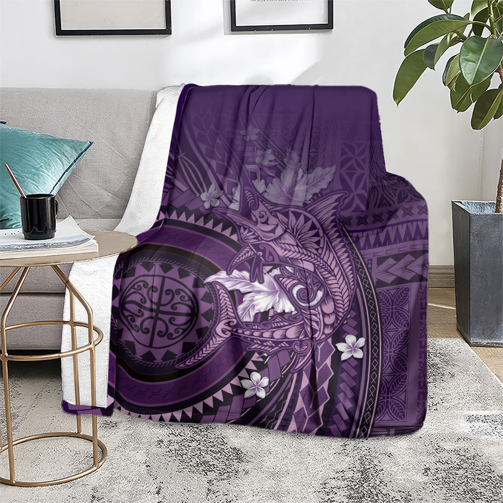 Samoa Tatau Marlin Blanket With Siapo Motifs Violet LT05 - Polynesian Pride