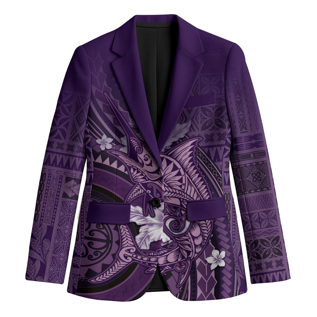 Samoa Tatau Marlin Blazer With Siapo Motifs Violet LT05 Unisex Violet - Polynesian Pride