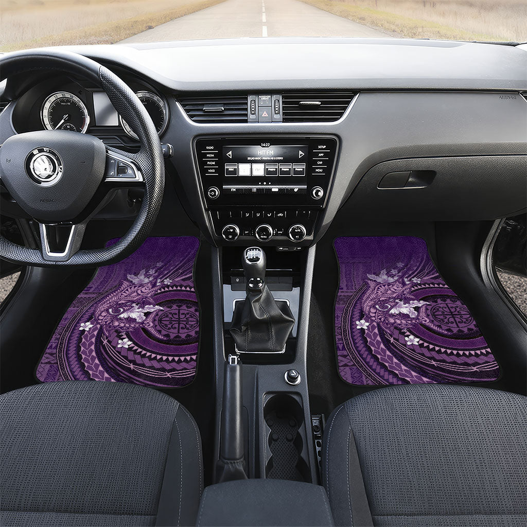 Samoa Tatau Marlin Car Mats With Siapo Motifs Violet LT05 Set 2pcs - Front Violet - Polynesian Pride