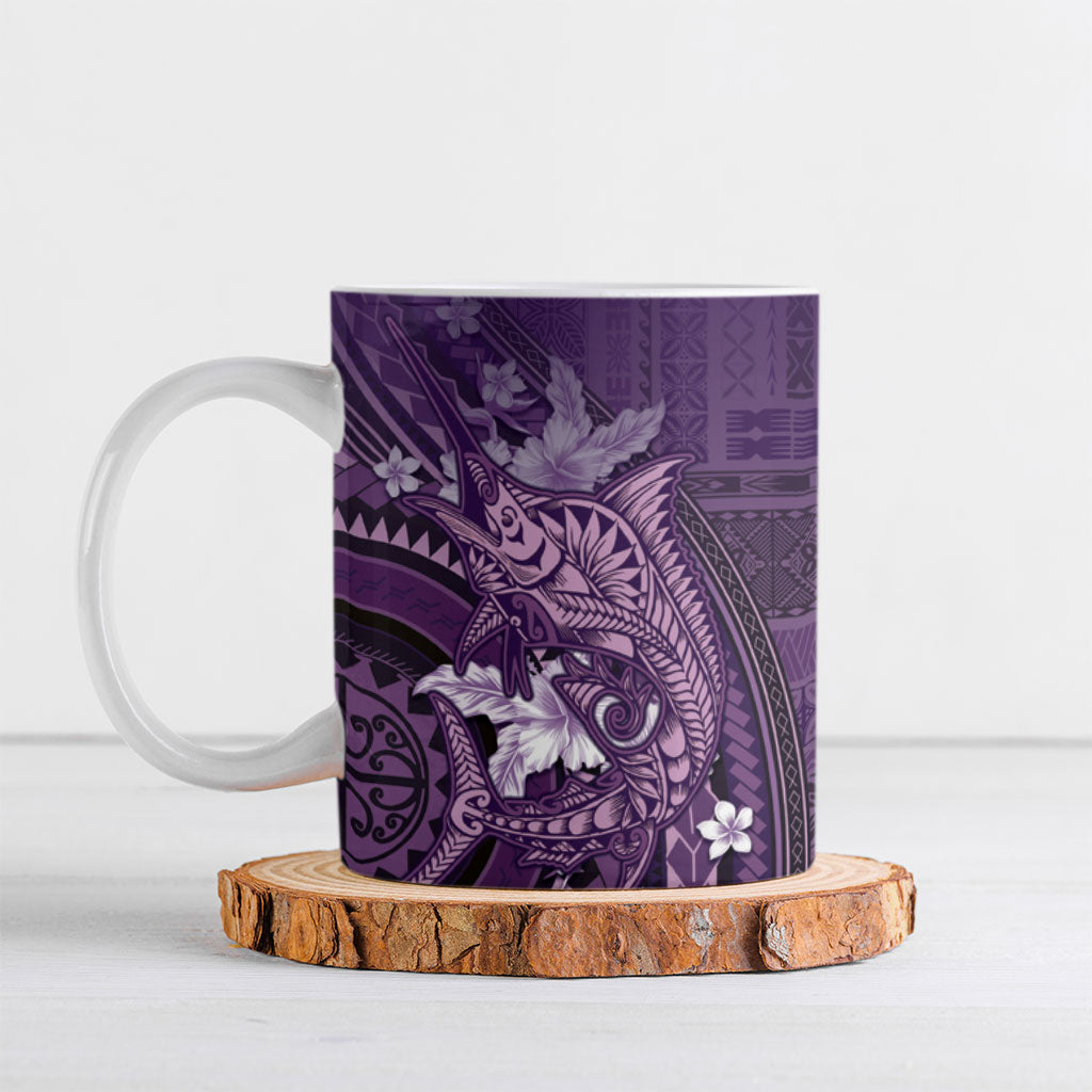Samoa Tatau Marlin Ceramic Mug With Siapo Motifs Violet LT05 Violet - Polynesian Pride