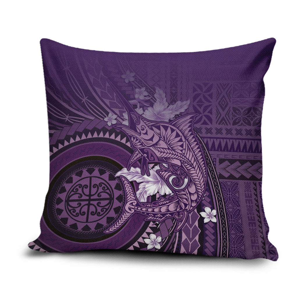 Samoa Tatau Marlin Pillow Cover With Siapo Motifs Violet LT05 Violet - Polynesian Pride