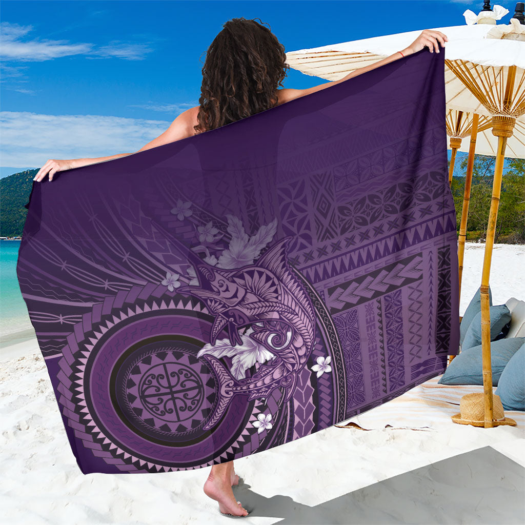 Samoa Tatau Marlin Sarong With Siapo Motifs Violet LT05 One Size 44 x 66 inches Violet - Polynesian Pride