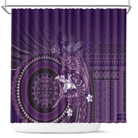 Samoa Tatau Marlin Shower Curtain With Siapo Motifs Violet LT05 Violet - Polynesian Pride