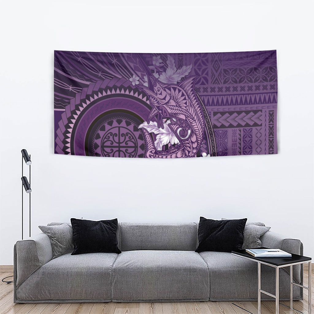 Samoa Tatau Marlin Tapestry With Siapo Motifs Violet LT05 - Polynesian Pride