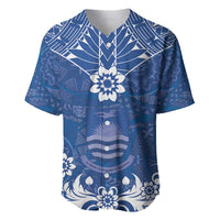 Wikin te Taetae ni Kiribati Baseball Jersey Pacific Tapa Pattern LT05 Blue - Polynesian Pride