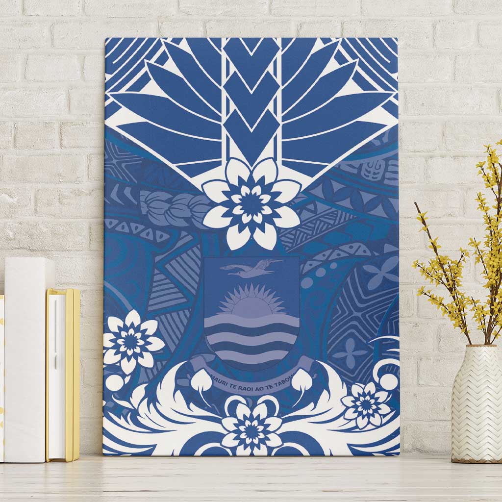 Wikin te Taetae ni Kiribati Canvas Wall Art Pacific Tapa Pattern LT05 Without Frame Blue - Polynesian Pride