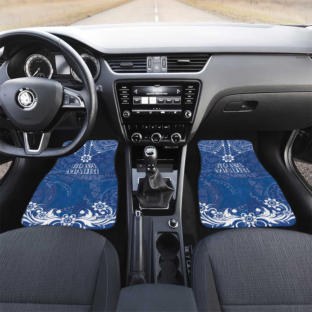 Wikin te Taetae ni Kiribati Car Mats Pacific Tapa Pattern LT05 Set 2pcs - Front Blue - Polynesian Pride