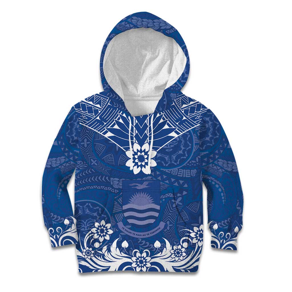 Wikin te Taetae ni Kiribati Kid Hoodie Pacific Tapa Pattern LT05 Hoodie Blue - Polynesian Pride