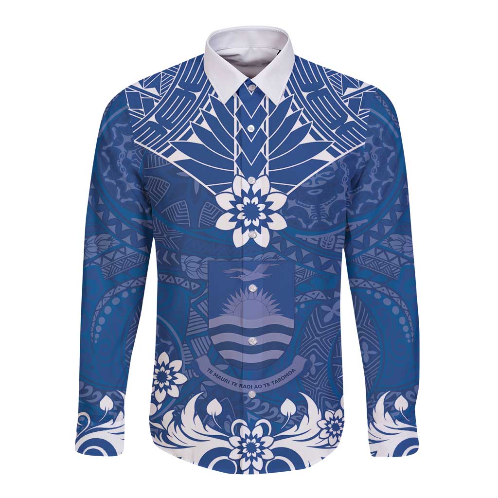 Wikin te Taetae ni Kiribati Long Sleeve Button Shirt Pacific Tapa Pattern