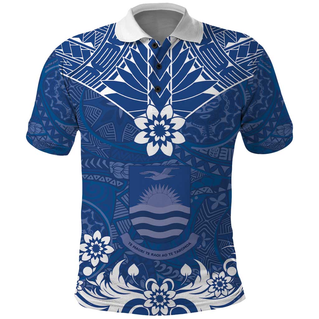 Wikin te Taetae ni Kiribati Polo Shirt Pacific Tapa Pattern LT05 Blue - Polynesian Pride