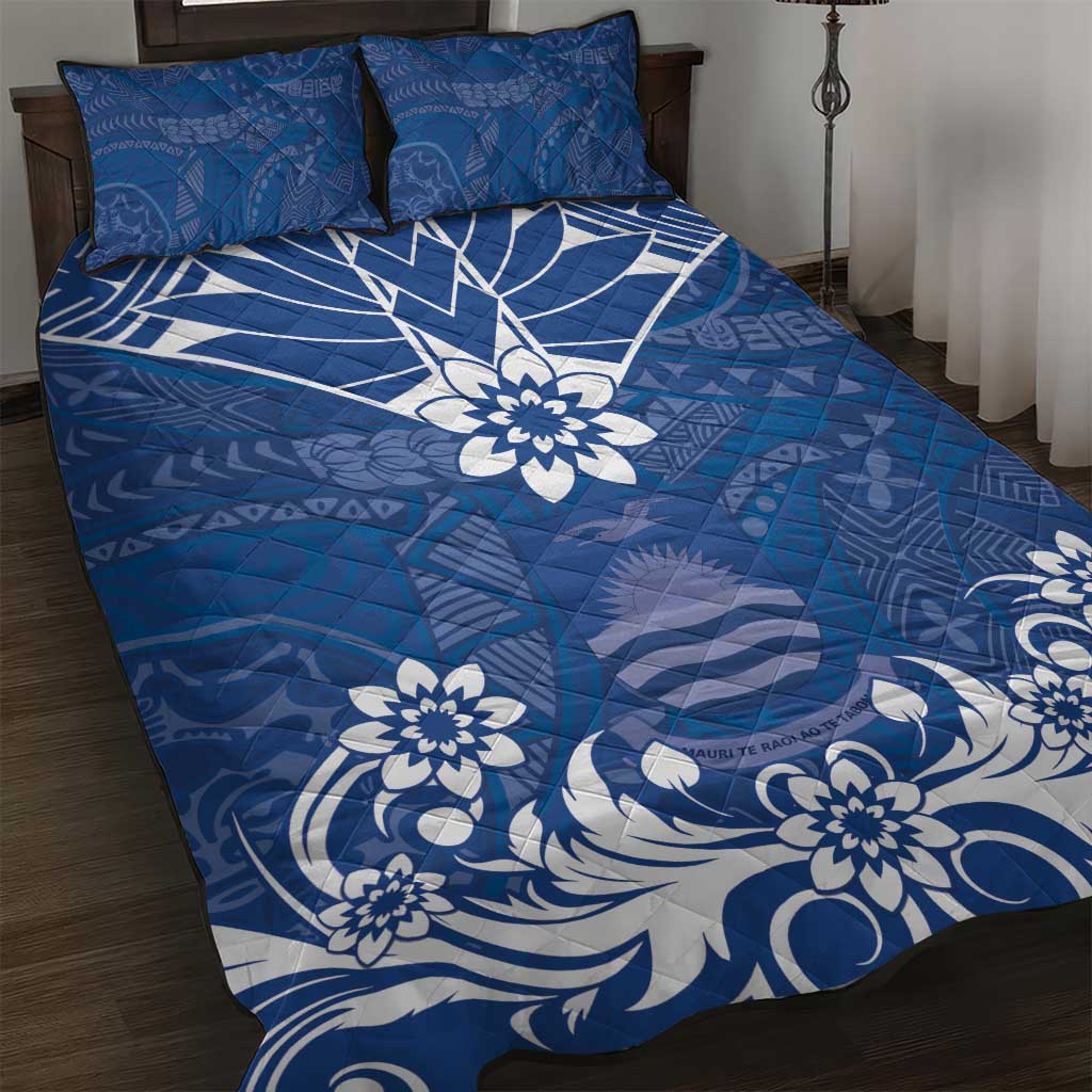 Wikin te Taetae ni Kiribati Quilt Bed Set Pacific Tapa Pattern LT05 Blue - Polynesian Pride