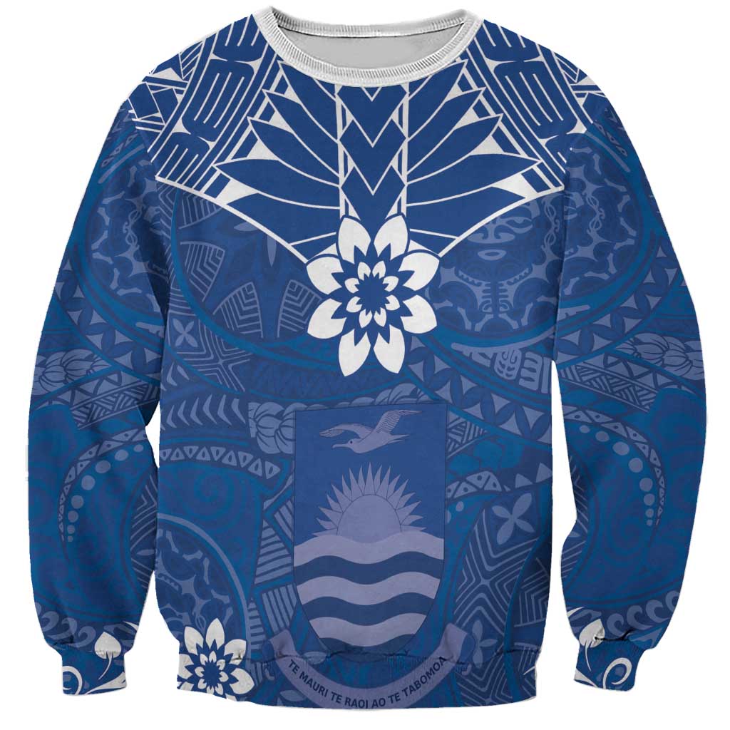 Wikin te Taetae ni Kiribati Sweatshirt Pacific Tapa Pattern LT05 Unisex Blue - Polynesian Pride