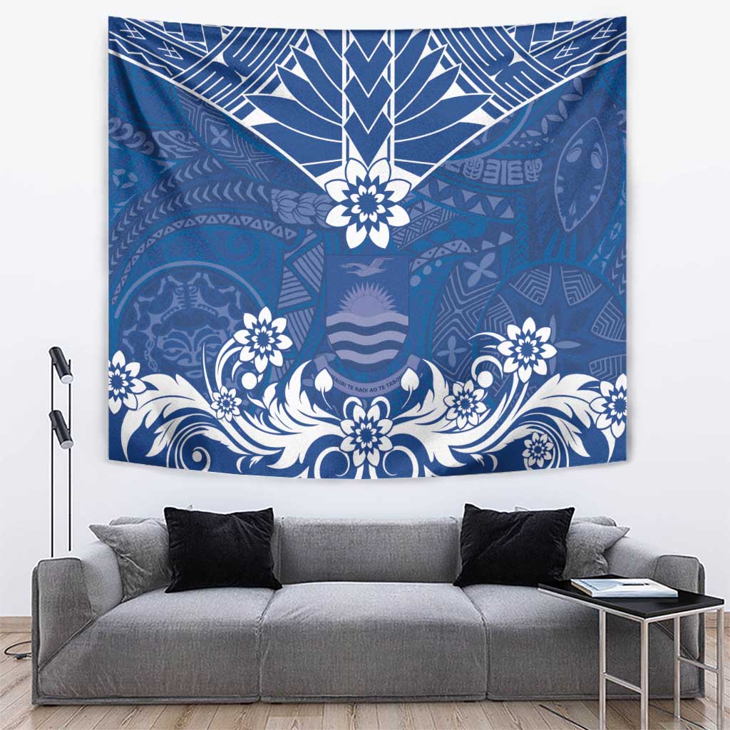 Wikin te Taetae ni Kiribati Tapestry Pacific Tapa Pattern LT05 Blue - Polynesian Pride