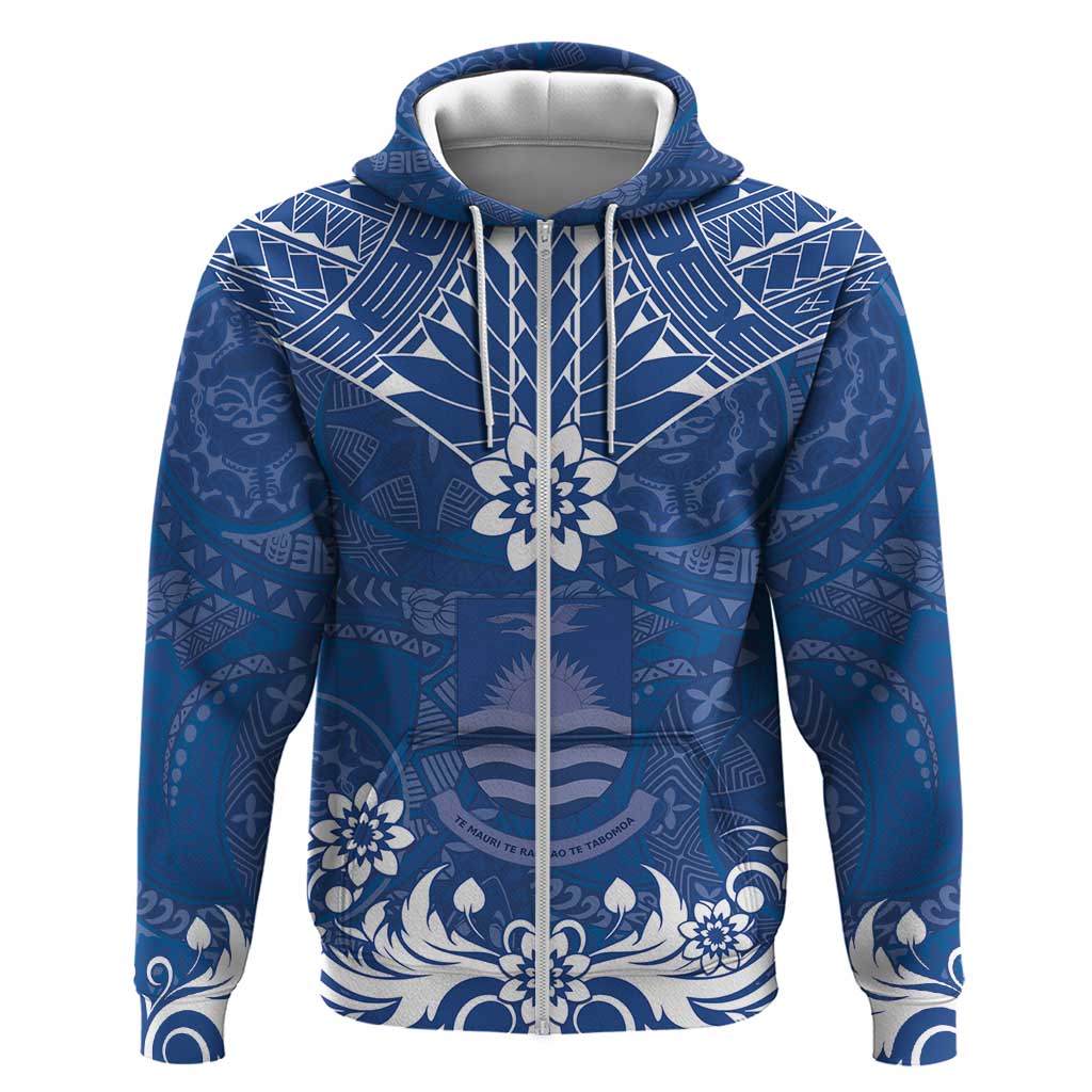 Wikin te Taetae ni Kiribati Zip Hoodie Pacific Tapa Pattern LT05 Zip Hoodie Blue - Polynesian Pride