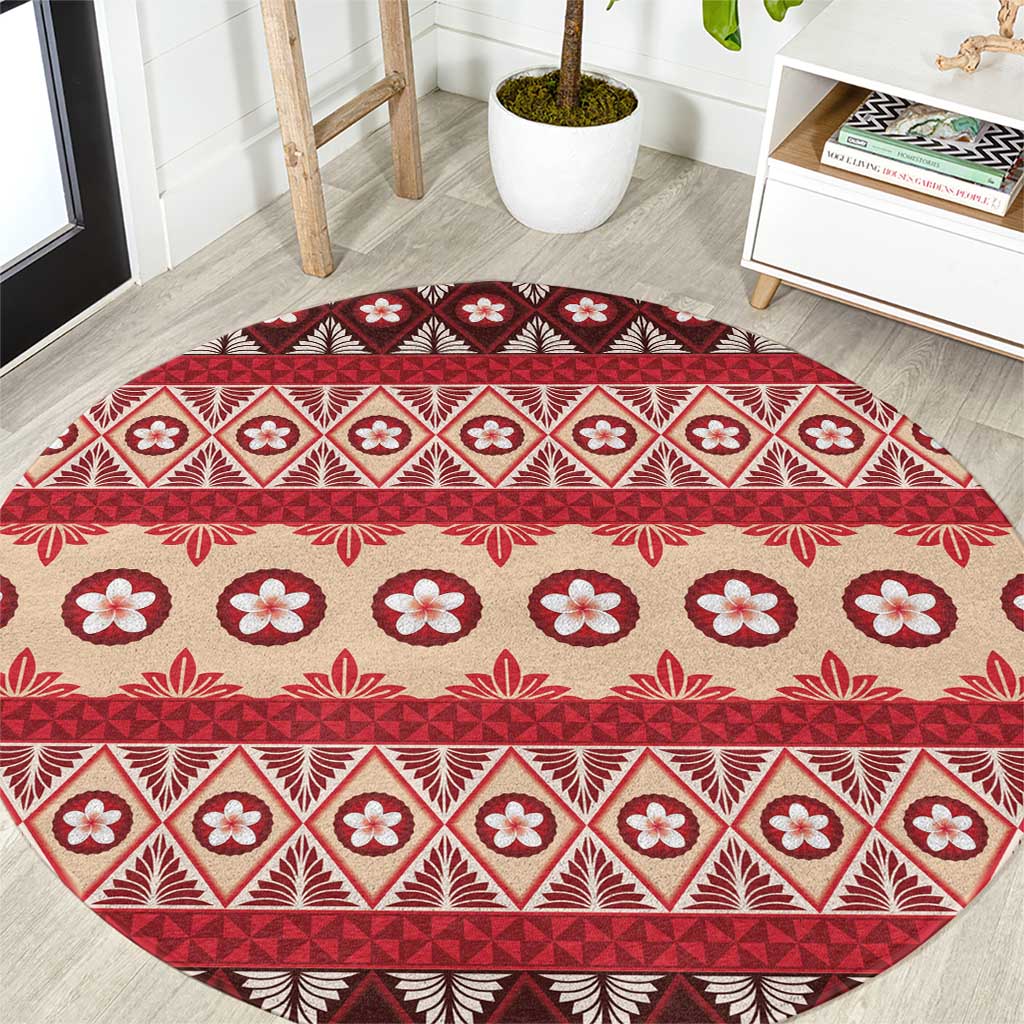 Tonga Language Week Round Carpet Lea Faka-Tonga Everyday LT05 Beige - Polynesian Pride