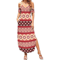 Tonga Language Week Summer Maxi Dress Lea Faka-Tonga Everyday LT05 Women Beige - Polynesian Pride
