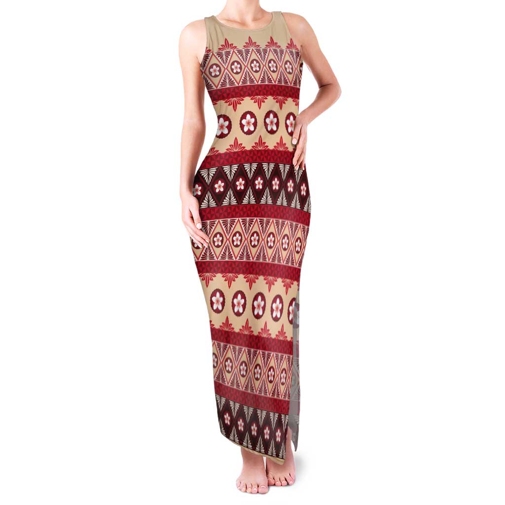 Tonga Language Week Tank Maxi Dress Lea Faka-Tonga Everyday LT05 Women Beige - Polynesian Pride