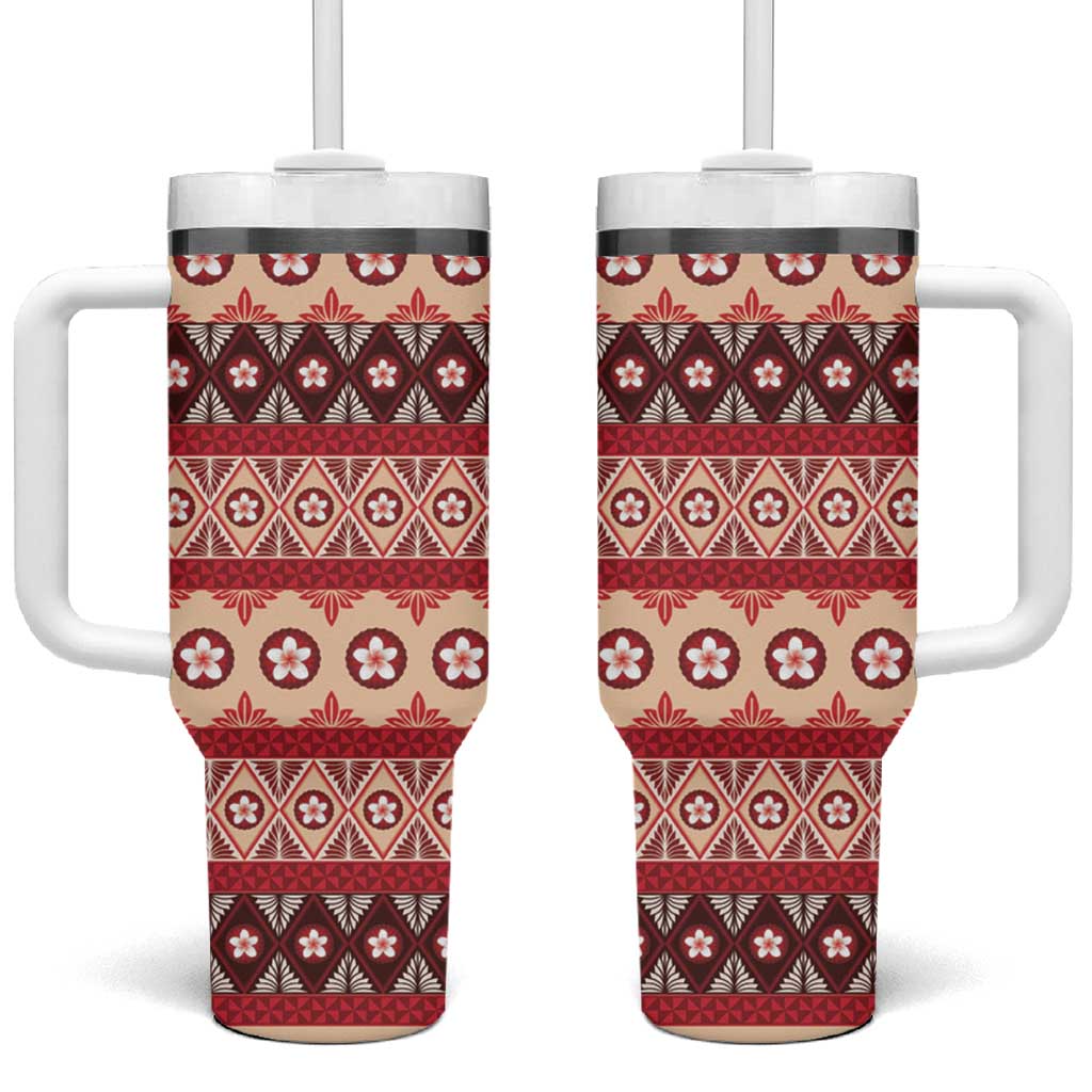 Tonga Language Week Tumbler With Handle Lea Faka-Tonga Everyday LT05 One Size: 40 oz Beige - Polynesian Pride