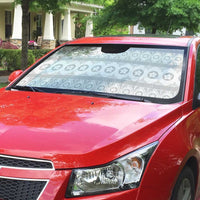 Tonga White Sunday Auto Sun Shade Tongan Ngatu Siale Pattern LT05 - Polynesian Pride