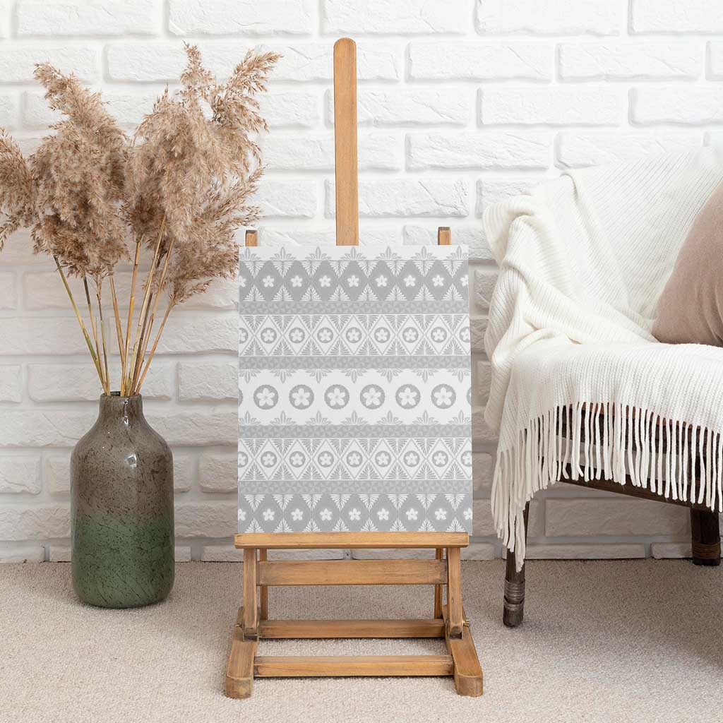 Tonga White Sunday Canvas Wall Art Tongan Ngatu Siale Pattern LT05 - Polynesian Pride