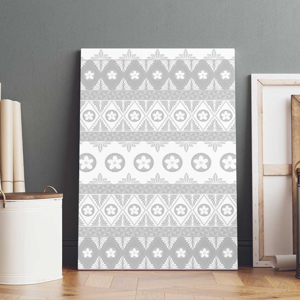 Tonga White Sunday Canvas Wall Art Tongan Ngatu Siale Pattern LT05 - Polynesian Pride