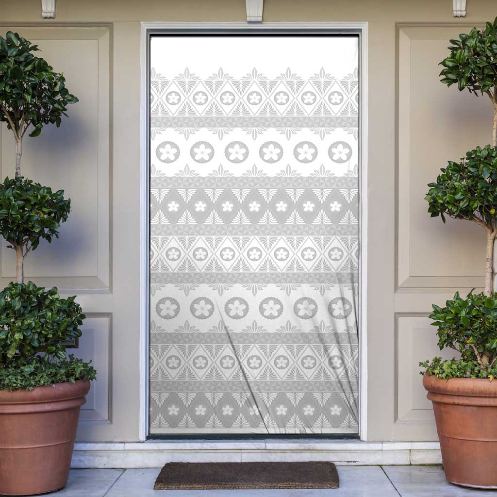 Tonga White Sunday Door Cover Tongan Ngatu Siale Pattern LT05 White - Polynesian Pride
