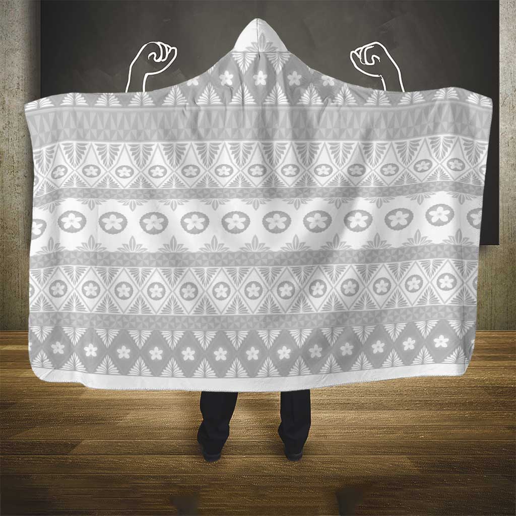 Tonga White Sunday Hooded Blanket Tongan Ngatu Siale Pattern LT05 - Polynesian Pride