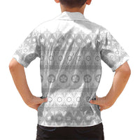 Tonga White Sunday Kid Hawaiian Shirt Tongan Ngatu Siale Pattern LT05 - Polynesian Pride