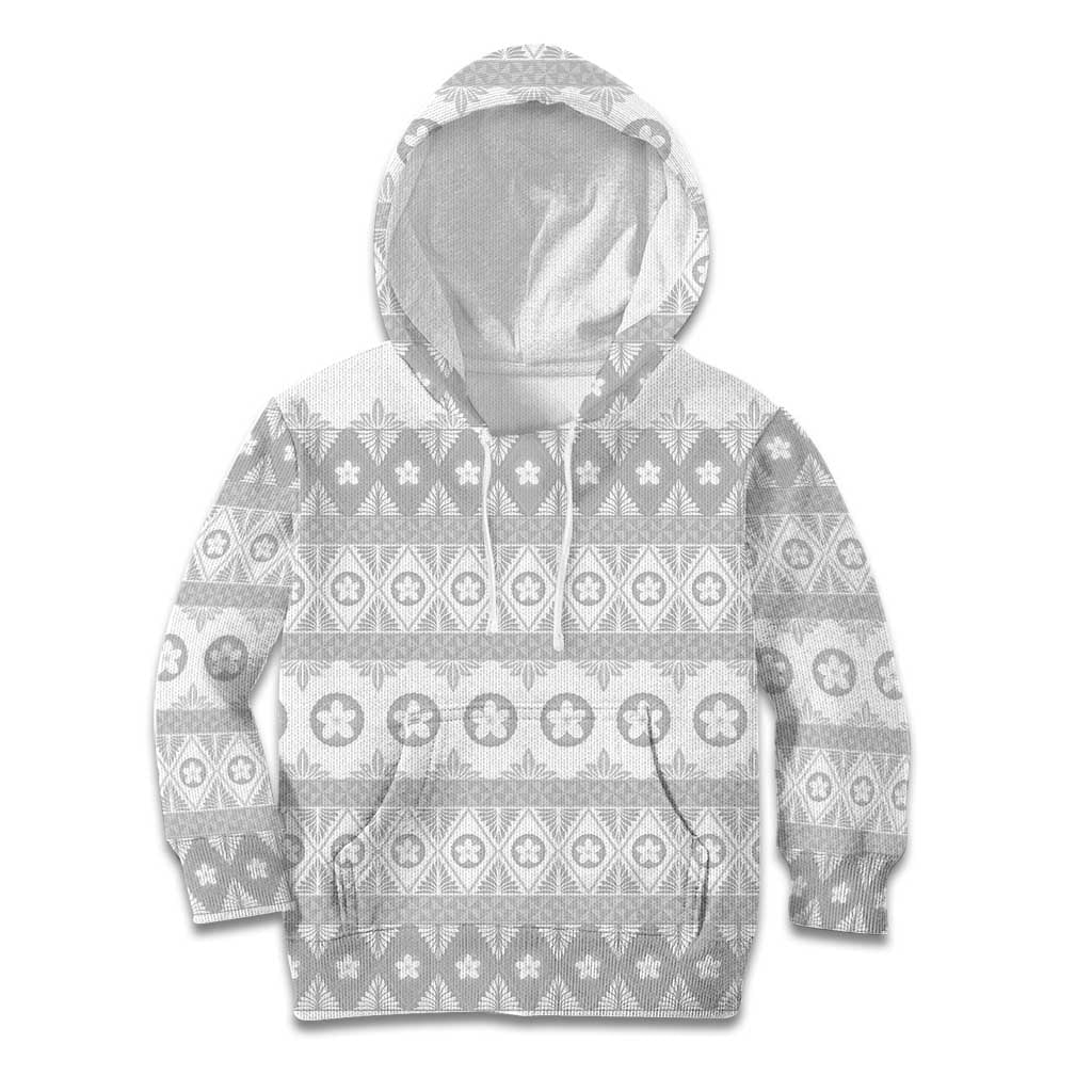 Tonga White Sunday Kid Hoodie Tongan Ngatu Siale Pattern LT05 Hoodie White - Polynesian Pride
