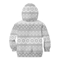 Tonga White Sunday Kid Hoodie Tongan Ngatu Siale Pattern LT05 - Polynesian Pride