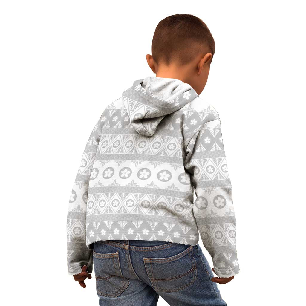 Tonga White Sunday Kid Hoodie Tongan Ngatu Siale Pattern LT05 - Polynesian Pride