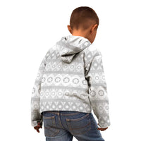 Tonga White Sunday Kid Hoodie Tongan Ngatu Siale Pattern LT05 - Polynesian Pride