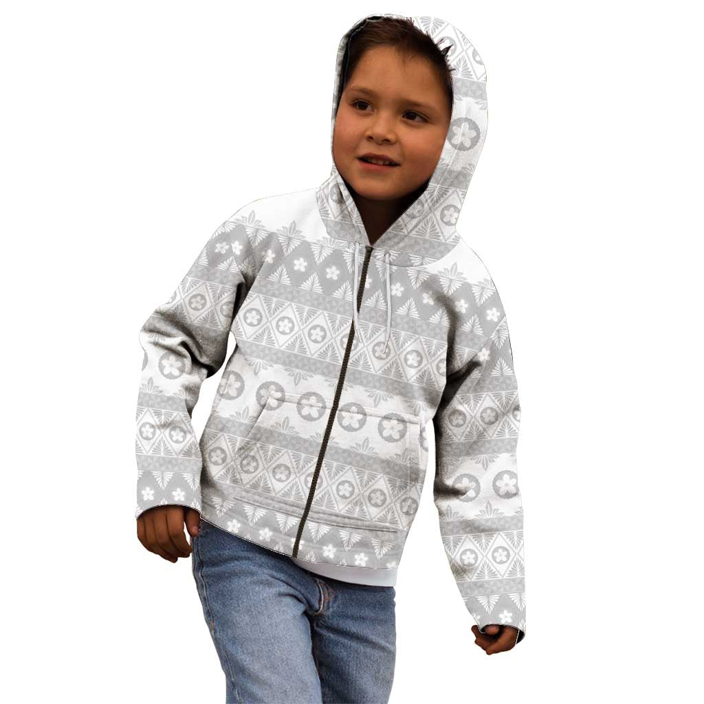 Tonga White Sunday Kid Hoodie Tongan Ngatu Siale Pattern LT05 - Polynesian Pride