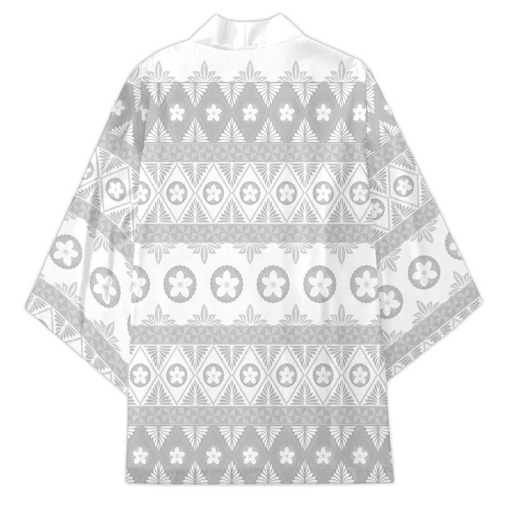 Tonga White Sunday Kimono Tongan Ngatu Siale Pattern LT05 - Polynesian Pride