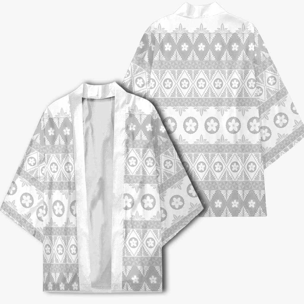 Tonga White Sunday Kimono Tongan Ngatu Siale Pattern LT05 - Polynesian Pride