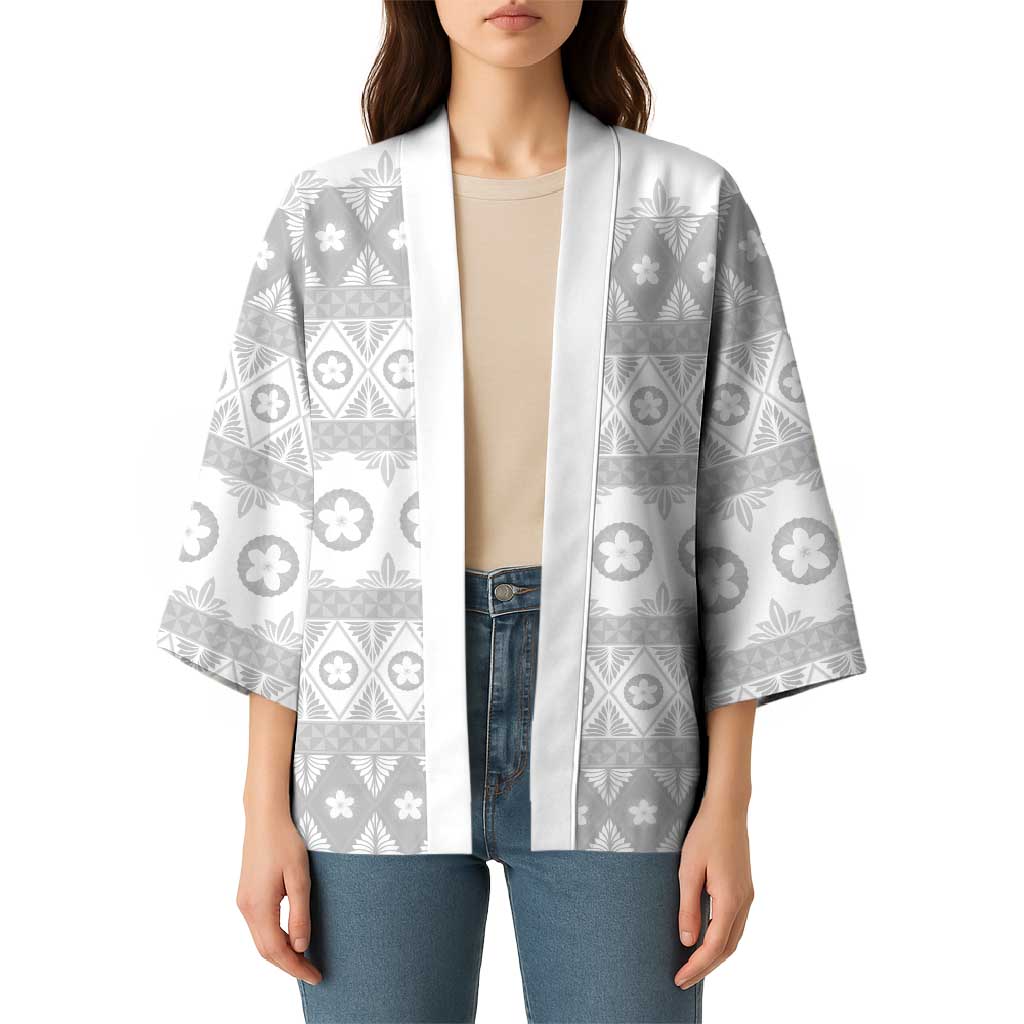Tonga White Sunday Kimono Tongan Ngatu Siale Pattern LT05 - Polynesian Pride