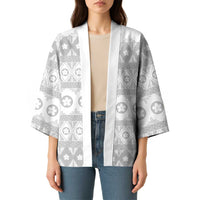 Tonga White Sunday Kimono Tongan Ngatu Siale Pattern LT05 - Polynesian Pride
