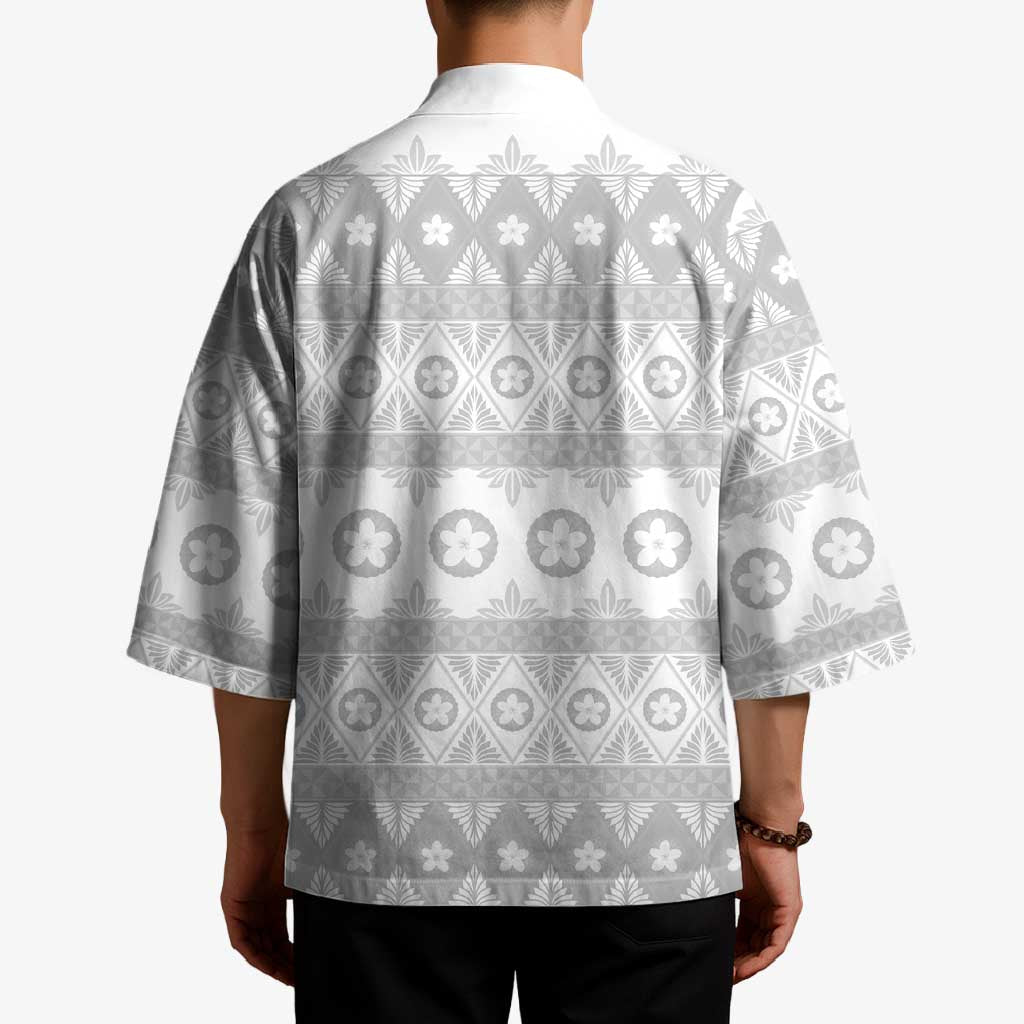 Tonga White Sunday Kimono Tongan Ngatu Siale Pattern LT05 - Polynesian Pride