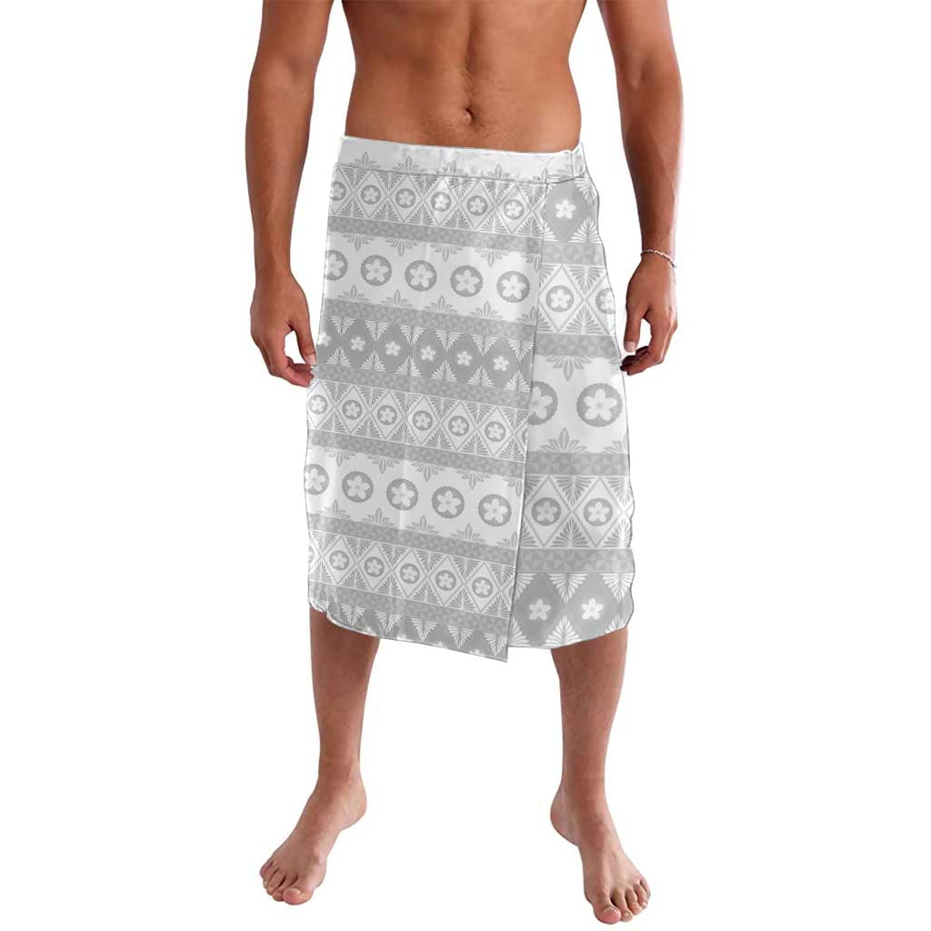 Tonga White Sunday Lavalava Tongan Ngatu Siale Pattern LT05 White - Polynesian Pride