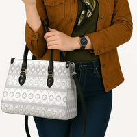 Tonga White Sunday Leather Bag Tongan Ngatu Siale Pattern LT05 - Polynesian Pride