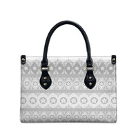 Tonga White Sunday Leather Bag Tongan Ngatu Siale Pattern LT05 - Polynesian Pride
