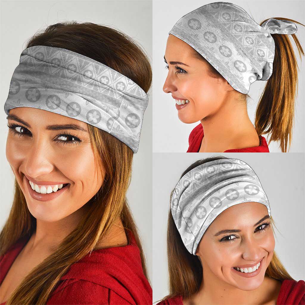 Tonga White Sunday Neck Gaiter Tongan Ngatu Siale Pattern LT05 - Polynesian Pride