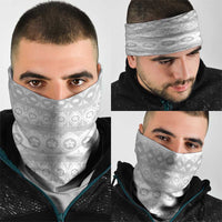 Tonga White Sunday Neck Gaiter Tongan Ngatu Siale Pattern LT05 - Polynesian Pride